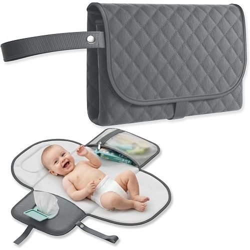 Portable Changing Pad, Baby Diaper Mat for Travel, Grey