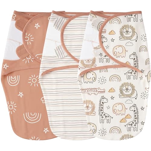 Yoofoss Baby Swaddles for Newborns 100% Cotton, Adjustable Swaddle 3-6 Months 3 Pack Newborn Swaddle Sack, Breathable Soft(Medium)