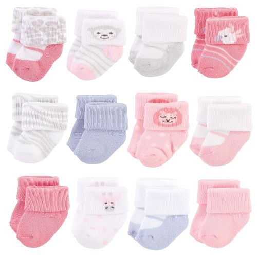 Hudson Baby Baby Girls' Cotton Rich Newborn and Terry Socks