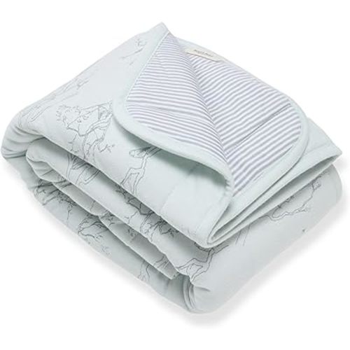Burt's Bees Baby Reversible Blanket, Nursery, Stroller & Tummy-Time Organic Jersey Cotton Quilted Infant & Toddler Bedding