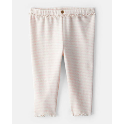 Baby Girl Flutter-Waist Striped Pants - Pink/Cream - Carter's | Carter's