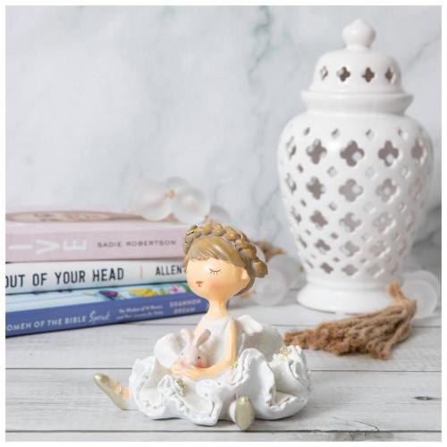 Sitting Ballerina Holding Rabbit Figurine