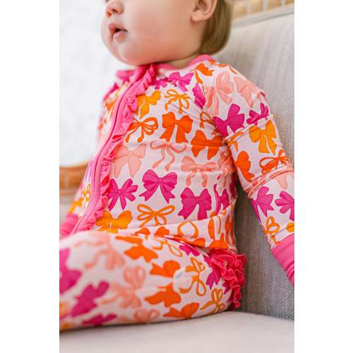 Fall Bows Bamboo Ruffle Romper I Poppy Kids Co