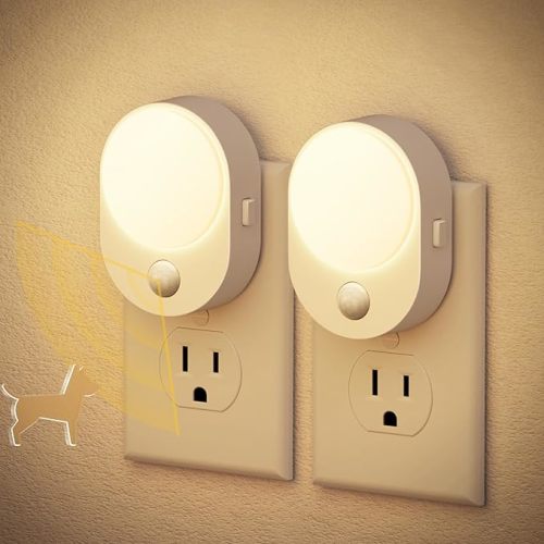 JandCase Motion Sensor Night Light, 2 Pack Night Lights Plug into wall
