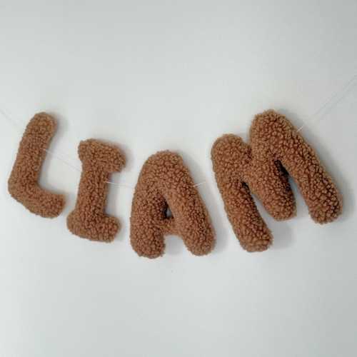 Name Sign for Nursery Soft Plush Personalized Wall Decor Baby Name Gift Custom Teddy Fabric Letters Boucle Name Banner Custom Word or Phrase - ZEKE (not Liam). Thank you!