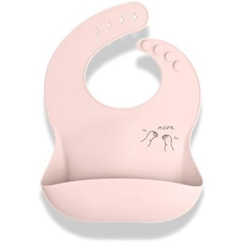 APLAINR Baby Sign Language Bib, Silicone Baby Bibs, ASL Graphics, Food Catcher, Adjustable, Waterproof, Soft, 6-36 Months