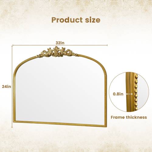 WallBeyond Crown Arch Mirror with Sturdy Iron Frame Elegant Decorative Wall Mirror