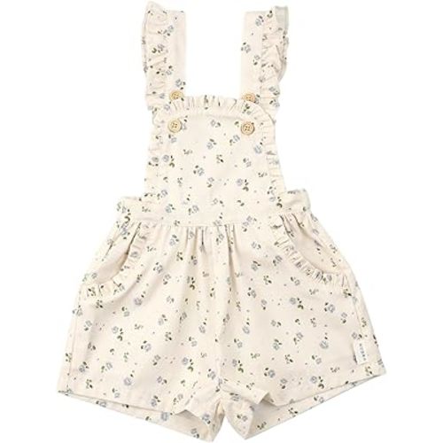 HOOLCHEAN Baby Toddler Girls Spring Summer Blue Flower Ruffled Shortalls