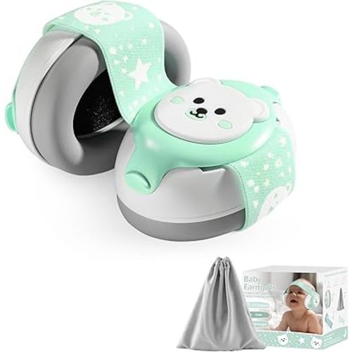 YomauiYee Baby Earmuffs,Bear Infant Headphones Noise Cancelling Infant Ear Protection with Adjustable Headband Baby Sound Proof Headphones,Baby Travel Essentials for Sleep/Plane/Noisy Event