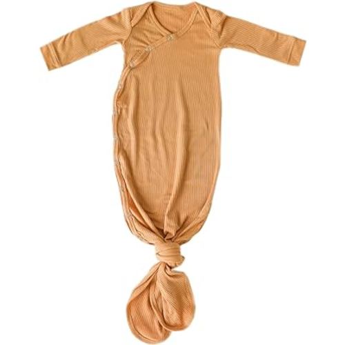 Copper Pearl Baby Gown - Knotted Newborn Sleepers for Baby Boy and Girl, Soft Stretchy Long Sleeve Infant Gowns with Bottom Tie and Hand Mittens, Perfect Hospital Coming Home Outfit (Dolce)