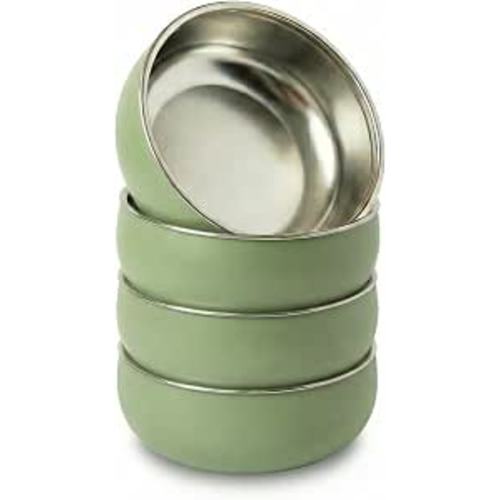 Monkey Proof™ Non-Toxic Stainless Steel Child Bowl 5” with Non-Slip Silicone Shell, (Set of 4 bowls) Unbreakable, Mess Free Feeding for Babies, Toddlers, Kids, BPA free (Sage Green)