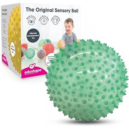 Edushape The Original Sensory Ball for Baby - 7" Transparent Green Color Baby Ball That Helps Enhance Gross Motor Skills for Kids Aged 6 Months & Up - Vibrant, Colorful & Unique Toddler Ball