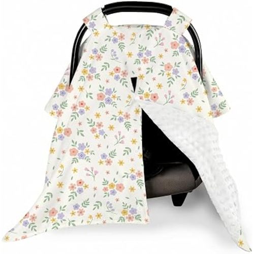 Flowers Baby Car Seat Cover, Carseat Covers for Baby Girl, Soft Nursing Covers for Mom Canopy Shower Gift