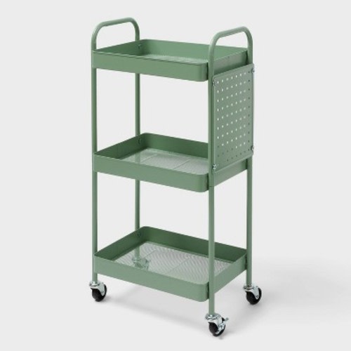 3 Tier Pegboard Cart Green - Brightroom™