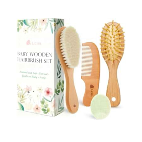 Lictin 4 Pcs Baby Brush and Comb Set for Newborn, Wooden Baby Hair Brush with Natural Soft Goat Hair, Baby Comb Cradle Cap Brush for Newborns & Toddlers : Amazon.ca: Baby