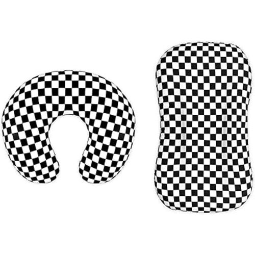 DILIMI Nursing Pillow Cover and Baby Lounger Cover for Boys and Girls, Stretchy Removable, Black Checkerboard