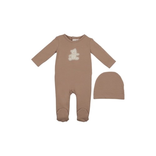 Bear Appliqué Footie & Beanie Set, 6M
