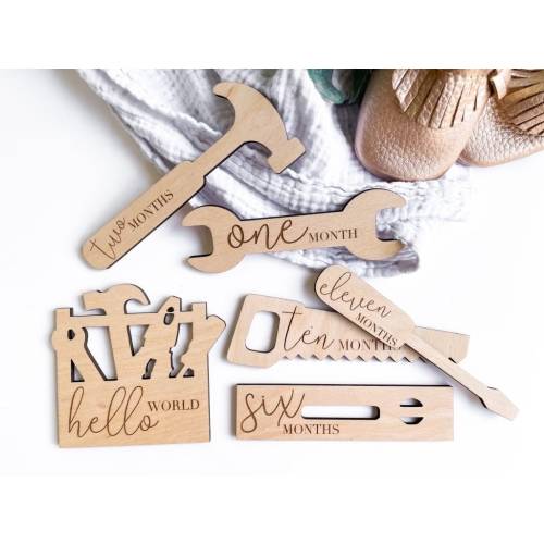 Boy Monthly Milestone Cards For Baby Photos | Construction Theme Nursery | Monthly Milestone Marker for Boy | Baby Boy Gift | Tool Nursery