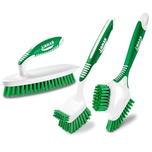 Libman Heavy Duty Scrub Brush Kit for Tub, Tile & Grout, 3 Brush Styles | Heavy-duty household scrub brush kit for tub, tile, and grout; 3 brushes included.