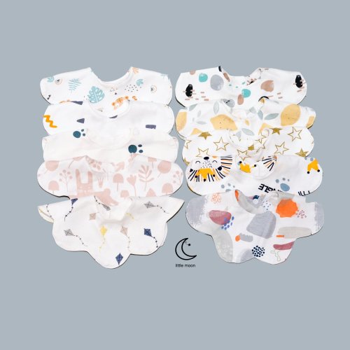 Little Moon Petal Baby Bibs 3-Pack 360 Rotate Soft Absorbent Drooling Burping Bandana for Boys and Girls Baby Gifts Shower Gift 0-36 Months