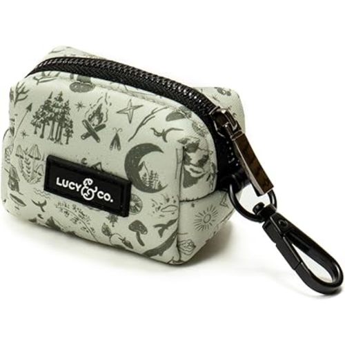 Lucy & Co. Dog Poop Bag Holder - Leak Proof Dispenser with Leash Attachment - Easy Refills - Hygienic Pet Poop Pickup- Green Outdoor Plaid
