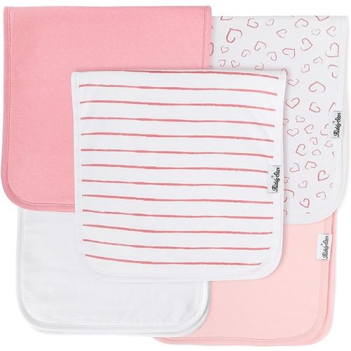 KiddyStar 5-Pack Organic Cotton Burp Cloths – Large, Ultra-Soft 3-Layer Towels for Burping, Shoulder & Hand Use, Highly Absorbent