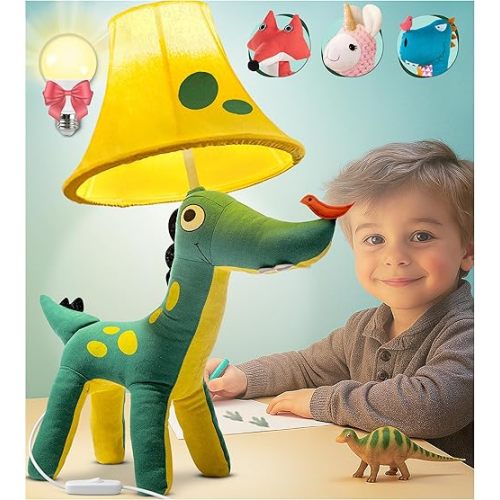 Dinosaur Table Lamp for Kids Bedroom - Gift for All Ages, Cute Dragon Lamp Toddler Boys Girls, Dinosaur Room Decor Boys, Birthday Gifts Kids 3 4 5 6 7 8 Years Old, Brother Son Nephew Sibling (w Bulb)