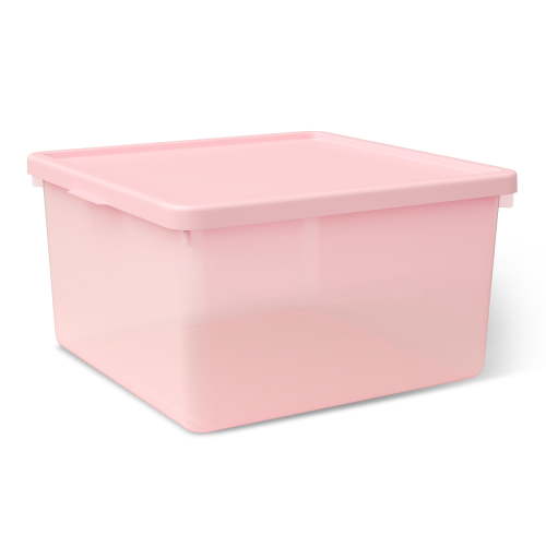 Mainstays Kids Pink Medium Plastic Storage Bin with Lid