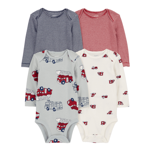Baby 4-Pack Long-Sleeve Firetruck Bodysuits - Carter's | Carter's