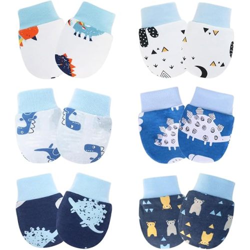 6 Pairs Baby Mittens, newborn No Scratch Mittens for 0-6 Months Boys Girls
