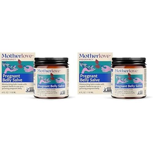 Motherlove Pregnant Belly Salve (4 oz) Moisturizing Balm to Use on Growing Belly—Non-GMO & Organic Herbs (Pack of 2)