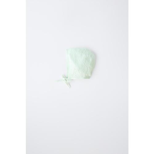 COTTON AND SILK KNIT BONNET - Pastel green | ZARA United States