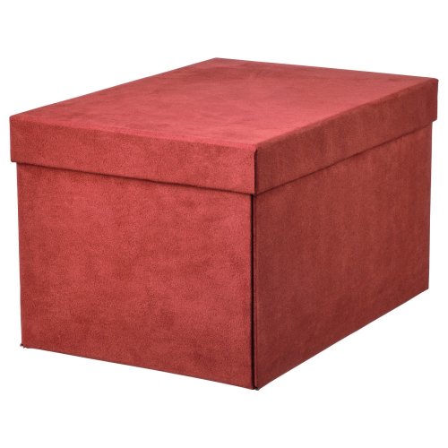 GJÄTTA Storage box with lid - velvet brown-red 7x9 ¾x6 "