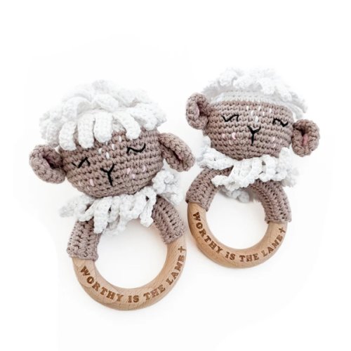 Worthy is the Lamb Knitted Teether Rattle