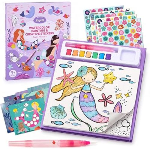 JoyCat Paint with Water Coloring Books & Creative Sticker(Ocean Princess)