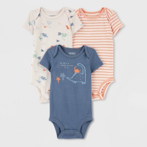 Carter's Just One You® Baby 3pk Dino Bodysuit - Orange/Blue Newborn