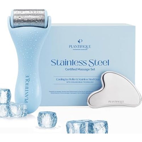 PLANTIFIQUE Ice Roller & Guasha Tool for Face - Reduce Puffiness & Soothe