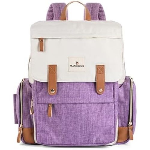 Ramhorn Diaper Bag Multifunction Travel Backpacks for Mom with Insulated Pockets and Laptop Compartment, purple