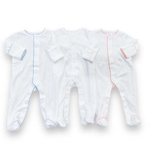 (3-6) White with Pink Footies - Southern Proper Blanks