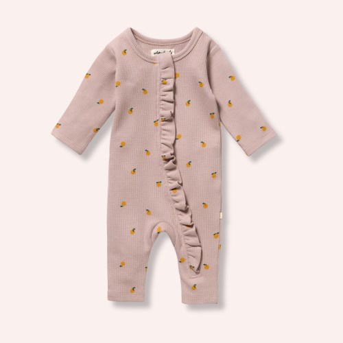 Organic Waffle Ruffle Zipsuit - Mini Mando