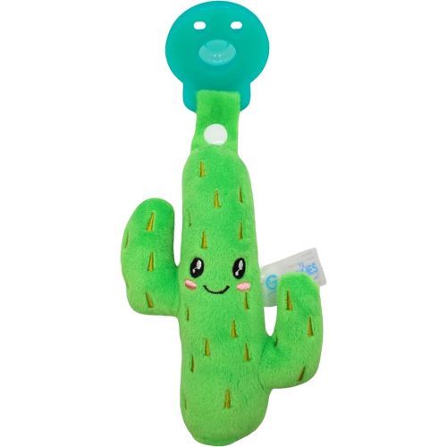 Gamezies Baby Boy and Girl Silicone Pacifier with Detachable Western Plush Toy Holder, Cactus