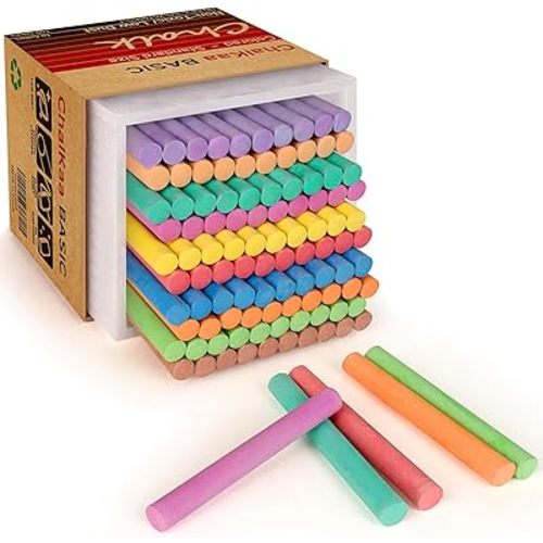 Dustless Colored Chalk 100PCS, 10 Colors Non-Toxic Classroom Chalks for Teachers & Students, School Chalkboard Supplies