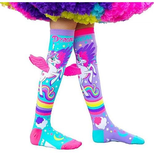Little Kids Girls Crazy Socks Cute Cartoon 3D Wings Knee High Socks Child Long Funny Animal Socks 7-12 Year