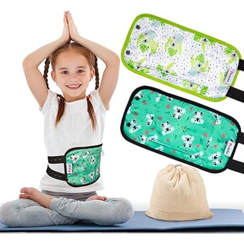 2 Pack Castor Oil Pack Wrap for Kids, Reusable Organic Cotton Castor Oil Pad Compress Relieve Stomach Discomfort Liver Detox with Adjustable Strap Anti Oil Leak