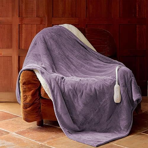 Heated Blanket 50x60, Electric Blanket 5 Heat Levels, Purple