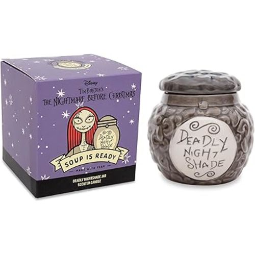 Disney The Nightmare Before Christmas Sally's Deadly Night Shade Jar Ceramic Candle | Jasmine Fragrance with 30-Hour Burn Time