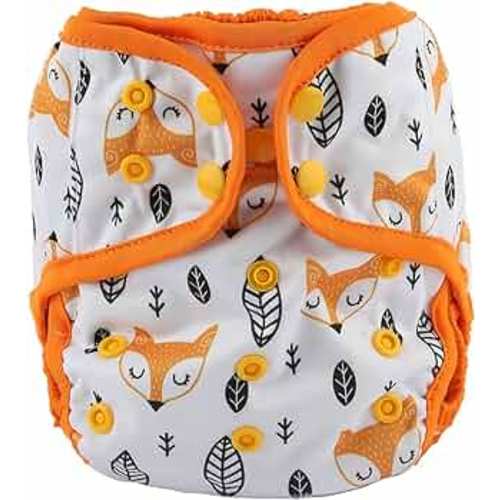 Baby Cloth Diaper Cover Nappy One Size 8lbs to 36lbs (Orange Foxes)
