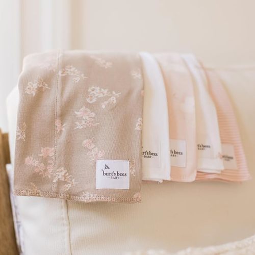 Burt's Bees Baby Infant Burp Cloths, 100% Organic Cotton Extra Absorbent Soft Fabric Drool Cloths, 5-Pack Newborn Must-Have Essential Large Burping Cloths, One Size 17 x 11.75 Inches