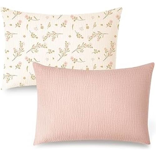 Konssy Muslin Toddler Pillowcase for 13x18 Pillow 2 Pack, 100% Cotton Toddler Pillow Case Cover, Soft & Breathable Travel Babay Kids Pillow Covers with Envelope Closure