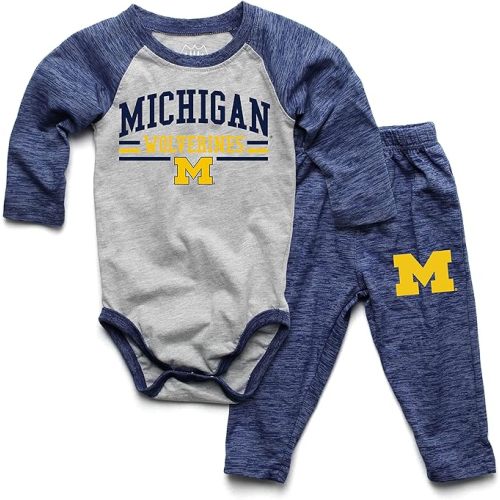 Wes and Willy Baby College Sports Fan Long Sleeve One Piece and Pant Set